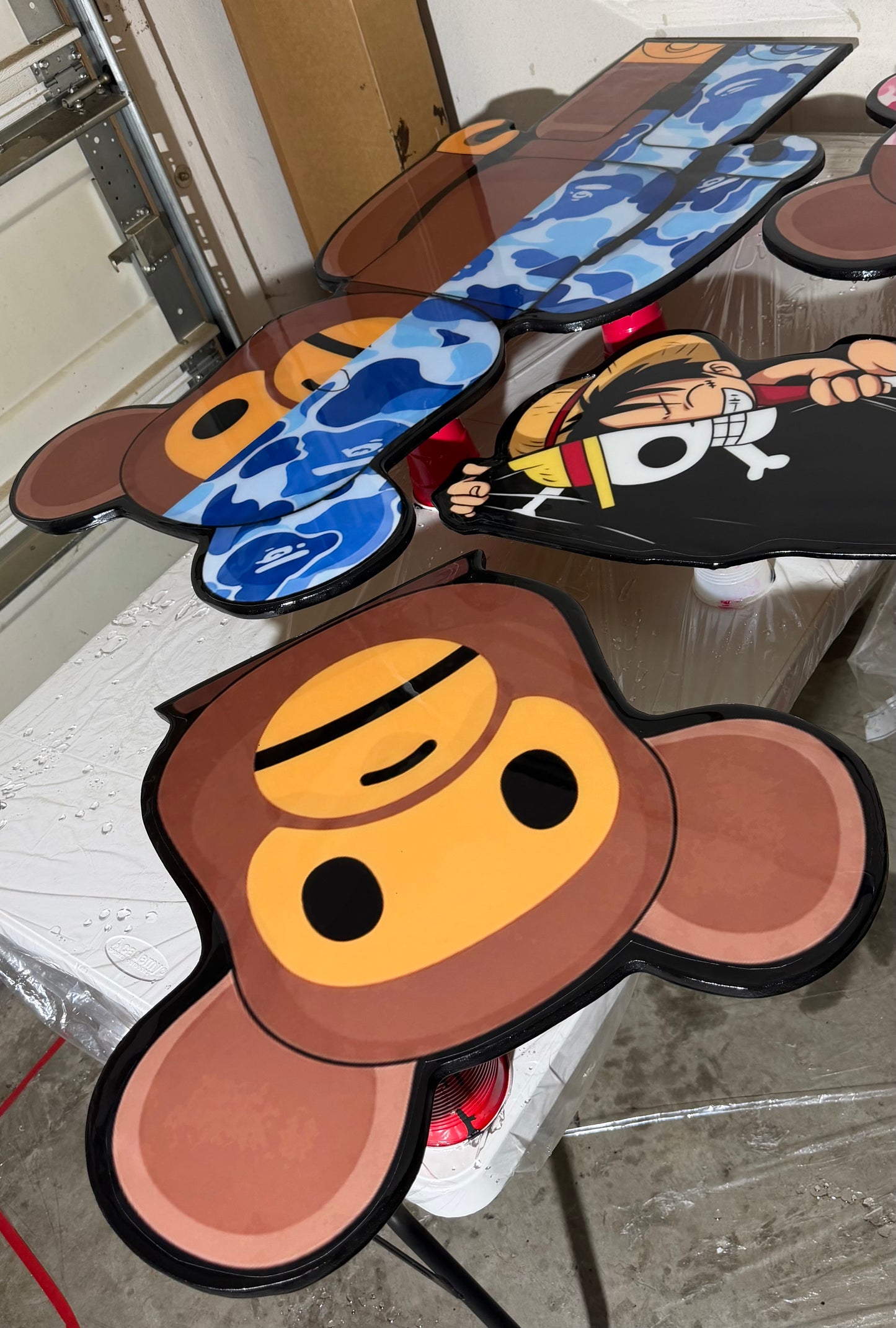 BEARBRICK / BAPE INSPIRED WALL ART - BROWN ('2x2')