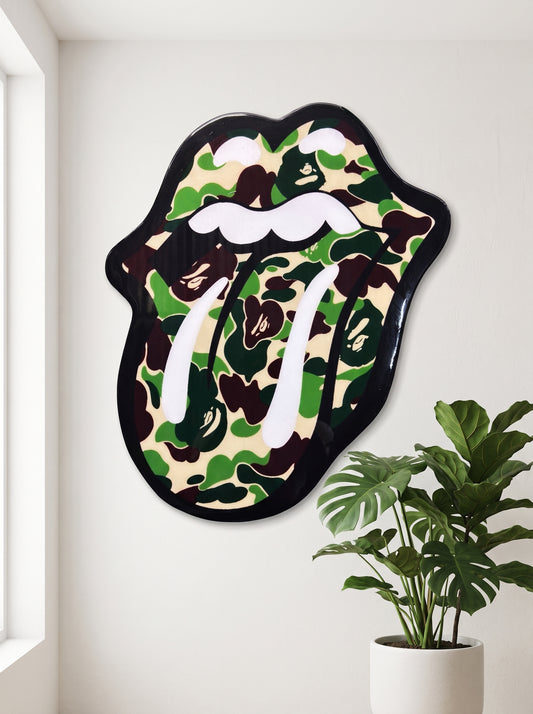 BAPE / ROLLING STONES INSPIRED WALL ART (1.5'x1.5')