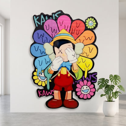KAWS / PINOCCHIO INSPIRED WALL ART (3'x2')