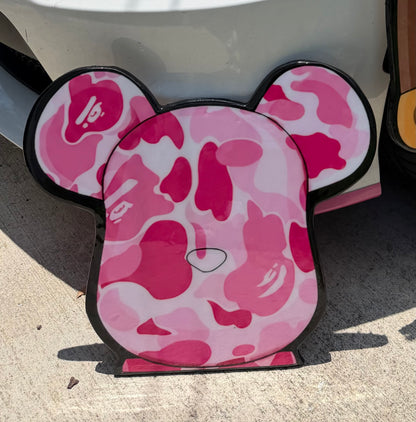BEARBRICK / BAPE INSPIRED WALL ART - PINK (2'x2')