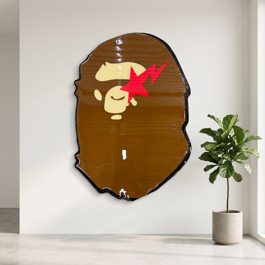BROWN BAPE INSPIRED WALL ART (2.5'x2')
