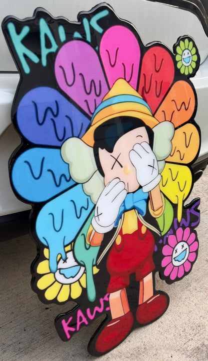 KAWS / PINOCCHIO INSPIRED WALL ART (3'x2')