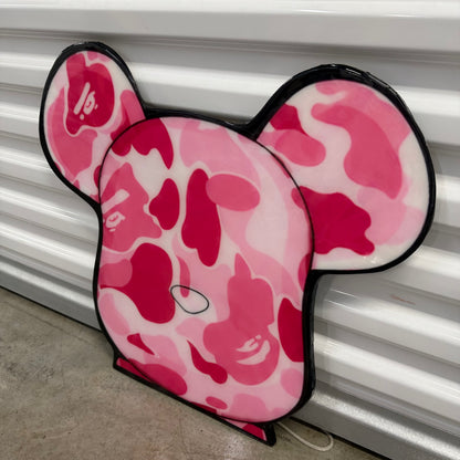 BEARBRICK / BAPE INSPIRED WALL ART - PINK (2'x2')