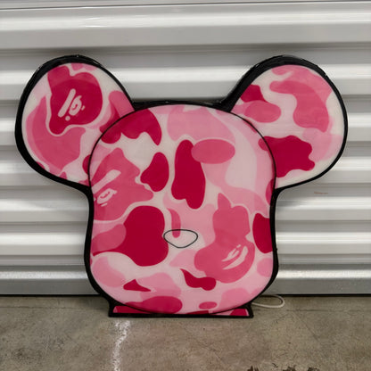 BEARBRICK / BAPE INSPIRED WALL ART - PINK (2'x2')