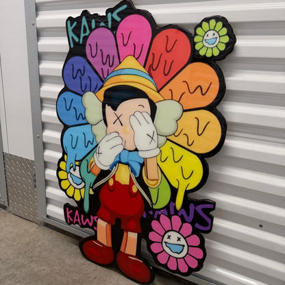 KAWS / PINOCCHIO INSPIRED WALL ART (3'x2')