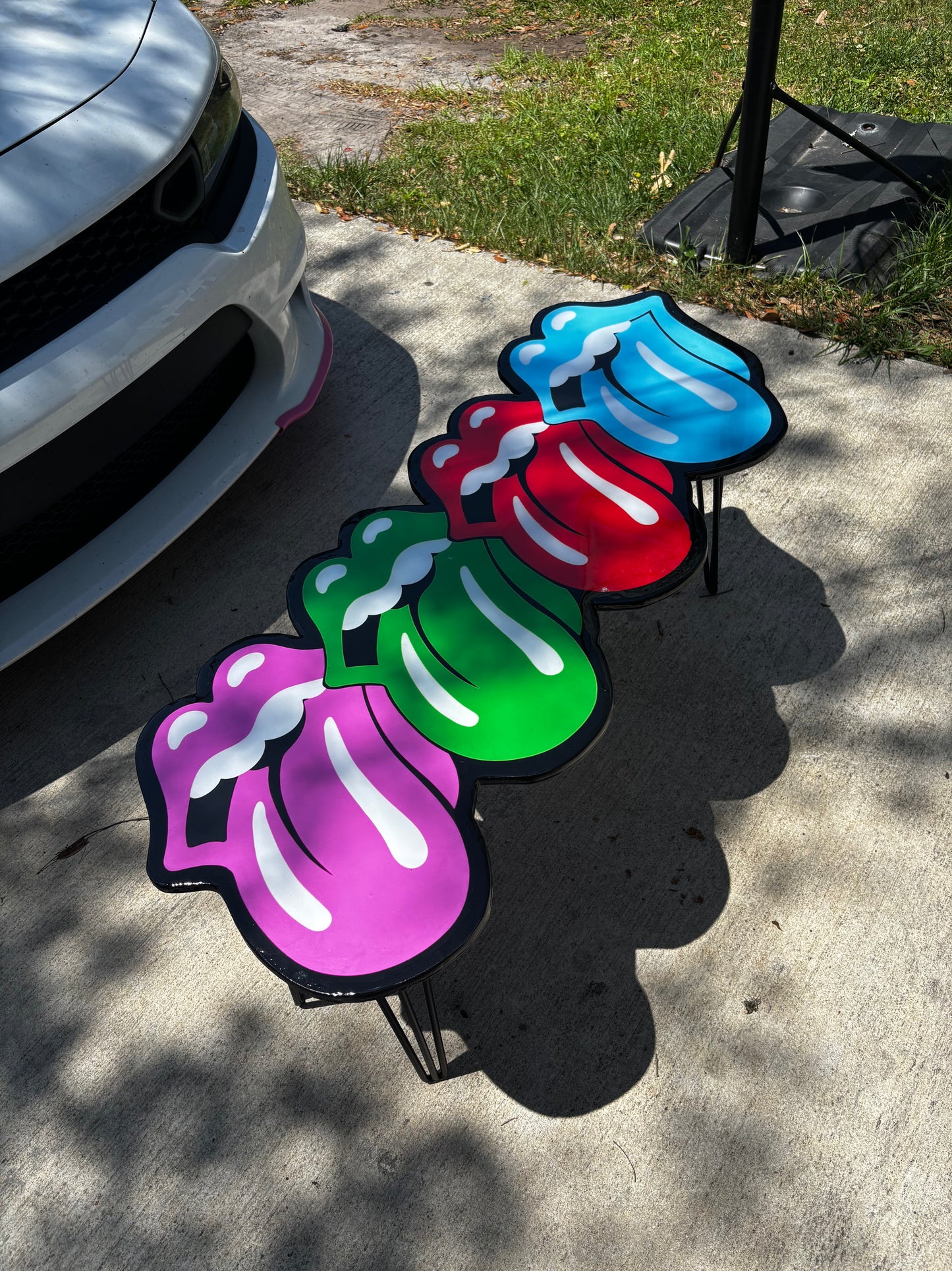 ROLLING STONES STYLE EPOXY ART TABLE (48”x20”)
