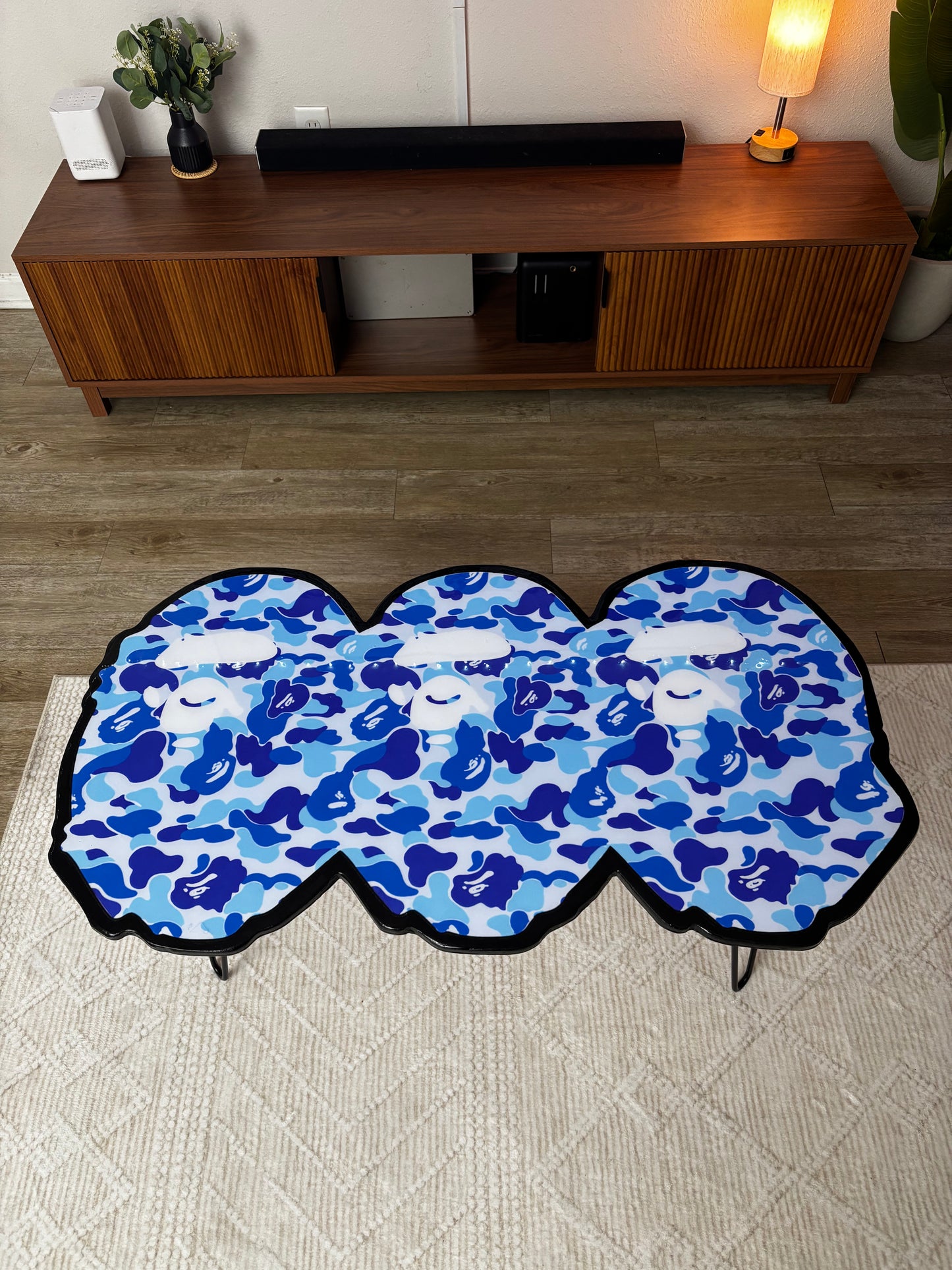 BAPE INSPIRED TABLE - BLUE CAMO (3.5'x2')