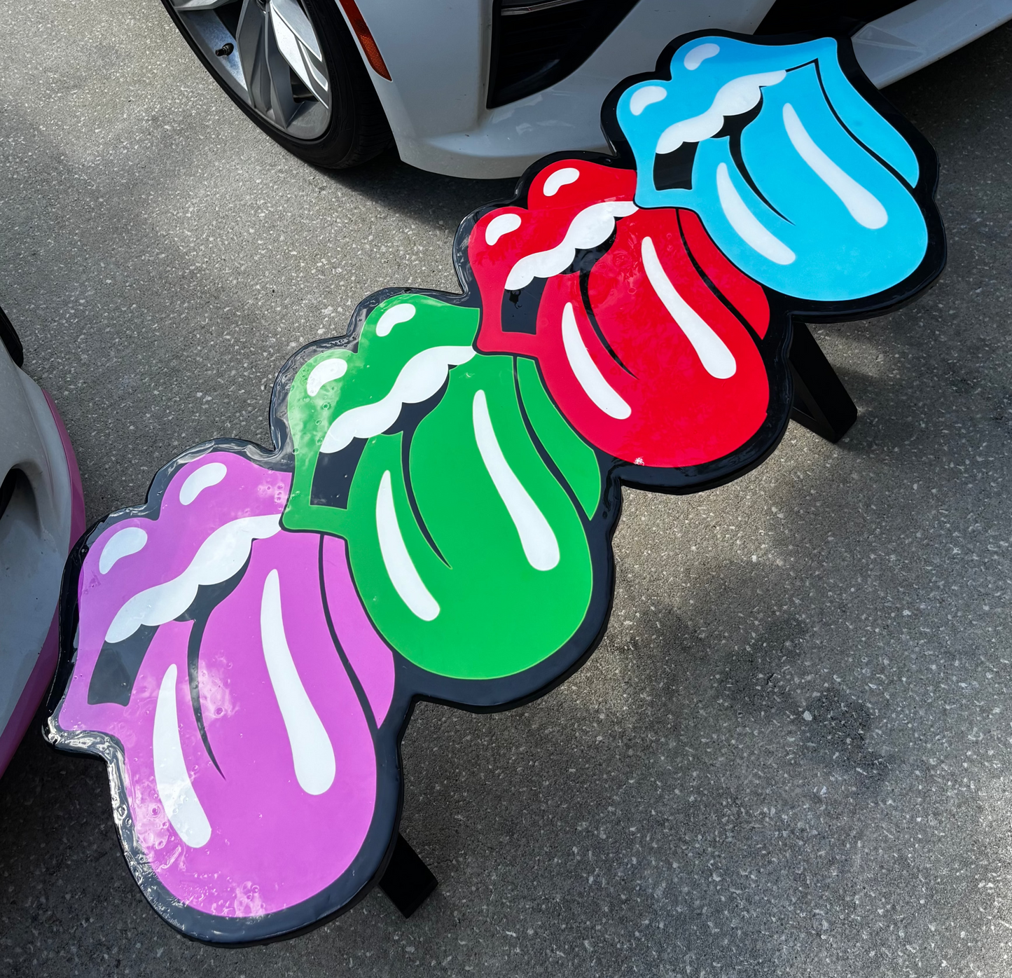 ROLLING STONES STYLE EPOXY ART TABLE (48”x20”)