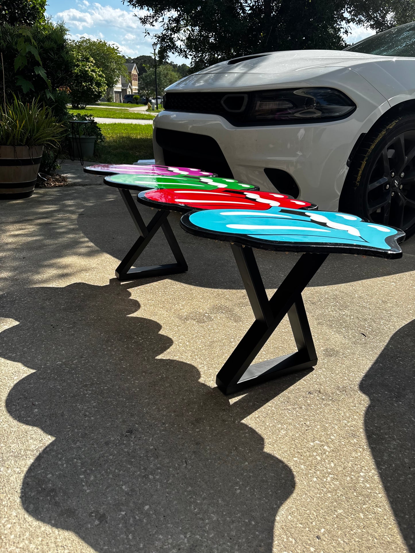 ROLLING STONES STYLE EPOXY ART TABLE (48”x20”)