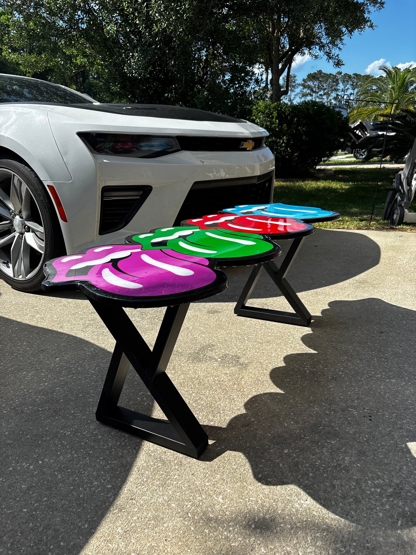 ROLLING STONES STYLE EPOXY ART TABLE (48”x20”)