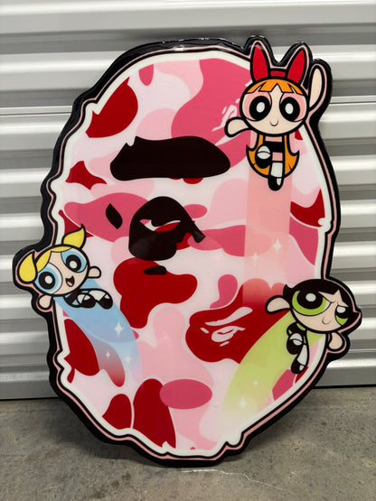 POWER PUFF GIRLS / BAPE INSPIRED WALL ART (2.5'x2')