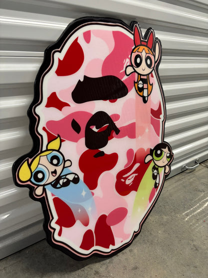 POWER PUFF GIRLS / BAPE INSPIRED WALL ART (2.5'x2')