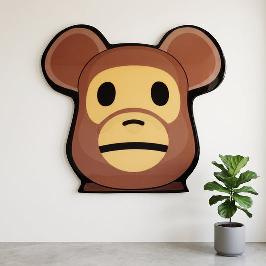 BEARBRICK / BAPE INSPIRED WALL ART - BROWN ('2x2')