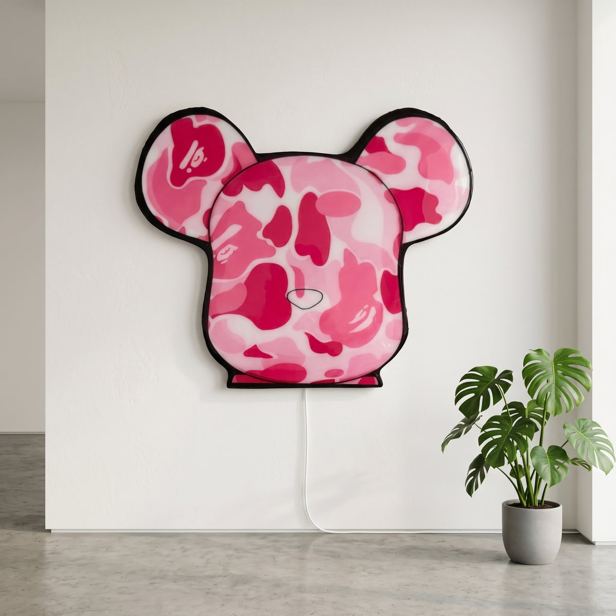 BEARBRICK / BAPE INSPIRED WALL ART - PINK (2'x2')