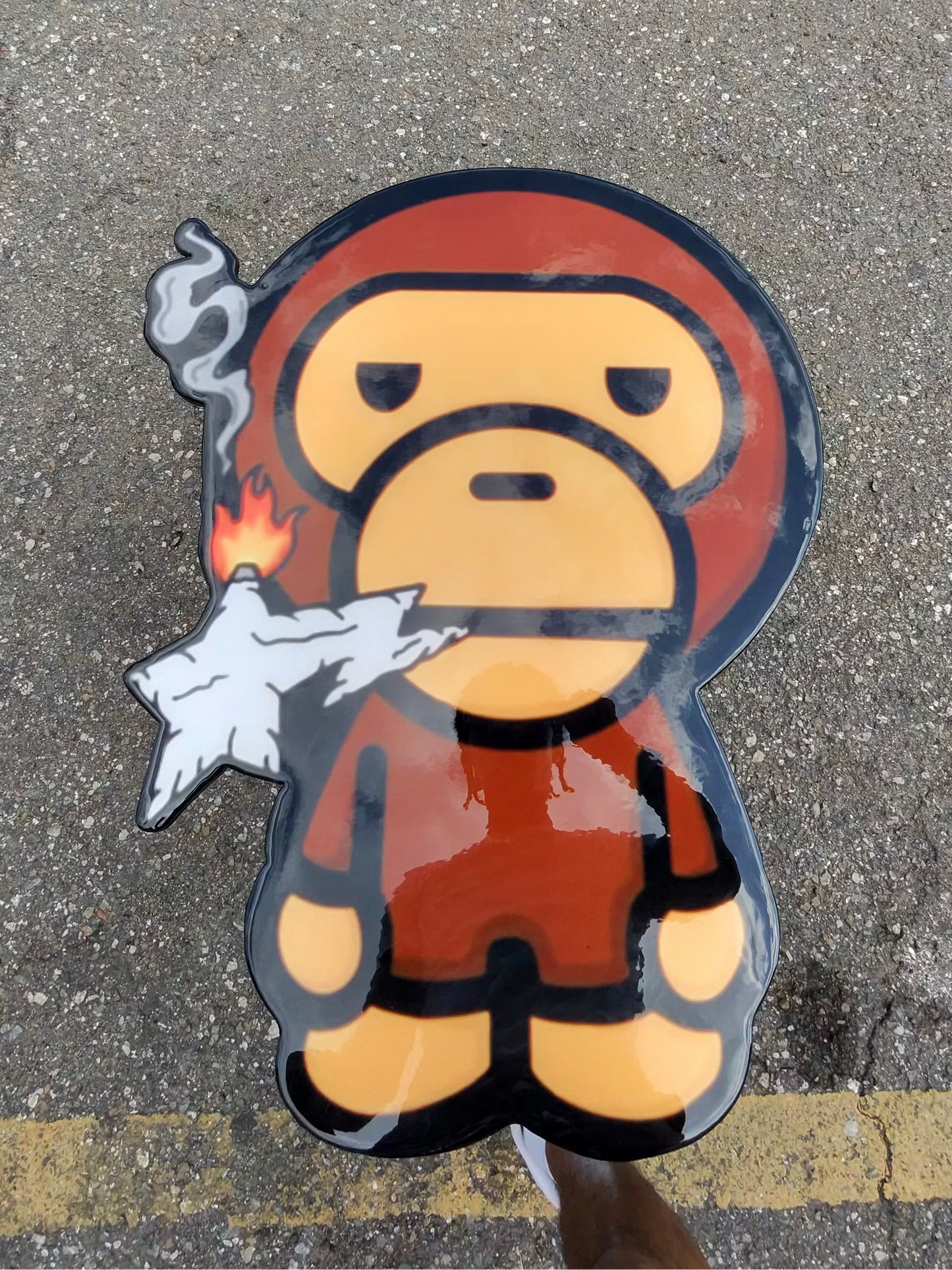 SMOKING BABY MILO STYLE EPOXY WALL ART / TABLE (30"x24") - HOOP READY